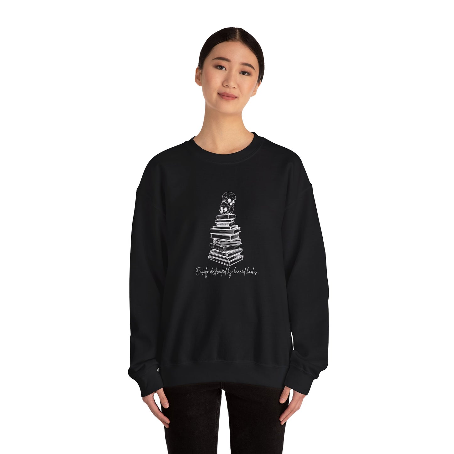 Easily Distracted by Banned Books Unisex Heavy Blend™ Crewneck Sweatshirt - Avalon's Altar